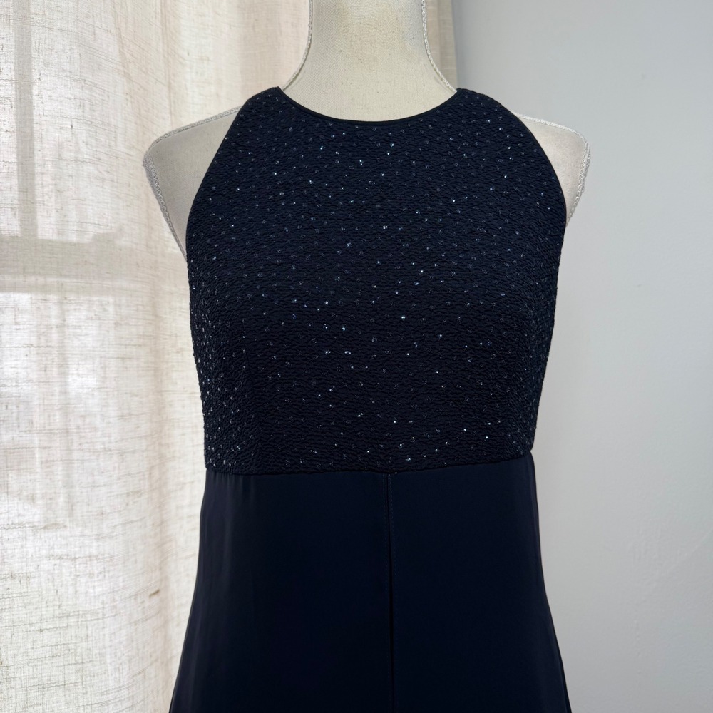 90s Y2K Vintage David Warren Glitter Dress Sparkles Navy Blue Women's Size 6 - Picture 5 of 11